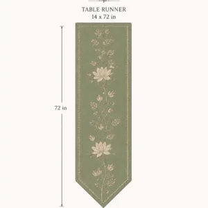 Sage Lotus Vine Table Runner