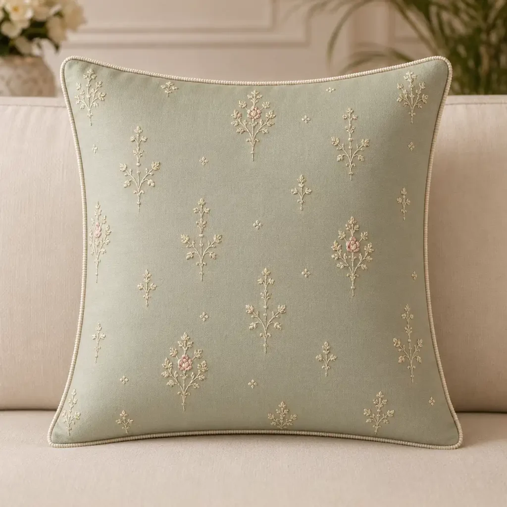 Sage Pearl Buti Cushion Cover