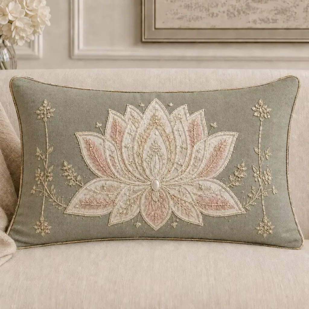 Sage Lotus Serenity Lumbar Cushion Cover