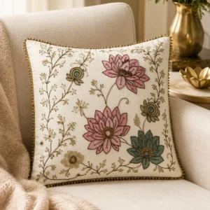 Ivory Lotus Garden Cushion Cover