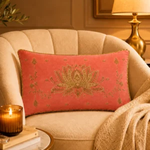 Blush Lotus Royale Lumbar Cushion Cover