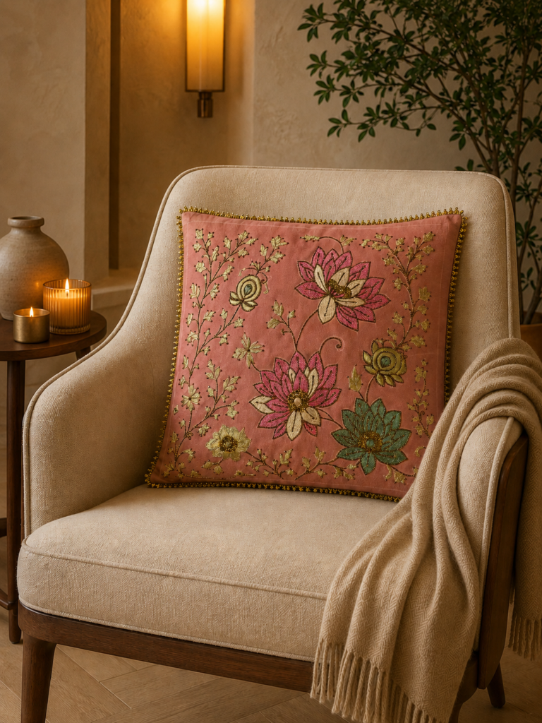 Blush Lotus Heirloom Cushion Cover