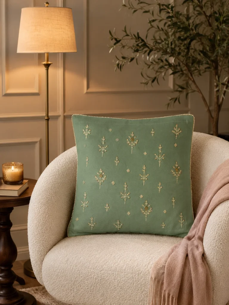 Sage Pearl Buti Cushion Cover