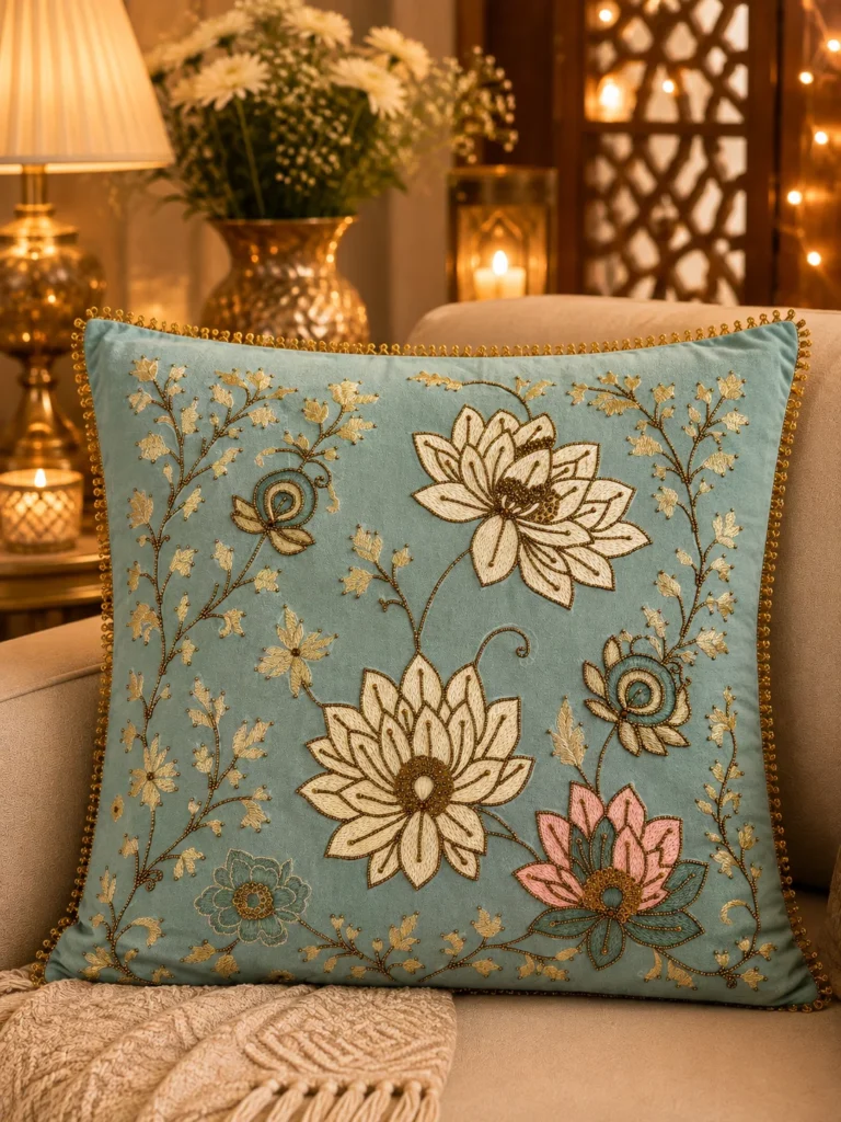 Sage Lotus Heirloom Cushion Cover