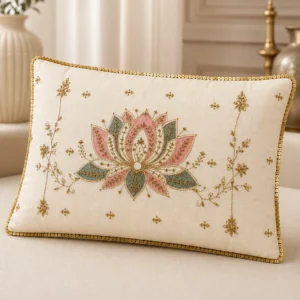 Ivory Lotus Grace Lumbar Cushion Cover