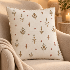 Ivory Pearl Buti Cushion Cover