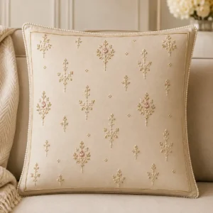 Ivory Pearl Buti Cushion Cover