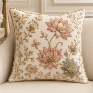 Ivory Lotus Garden Cushion Cover